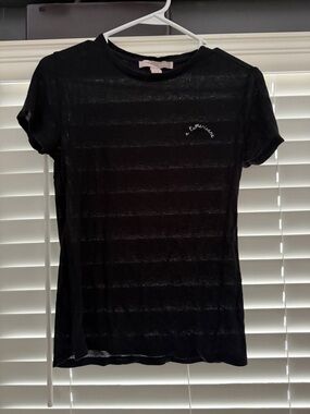 Forever 21 Black Short Sleeve Sheer Tee